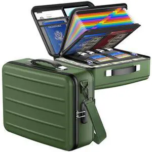 Fireproof Document Box with Lock, Hard-Shell Fireproof Safe for Home Documents, Portable Travel Fire Proof File Box for Passport Laptop Certificates, Alpine Green Fireproof Document Box with Lock, Hard-Shell Fireproof Safe for Home Documents, Portable Travel Fire Proof File Box for Passport Laptop Certificates, Alpine Green