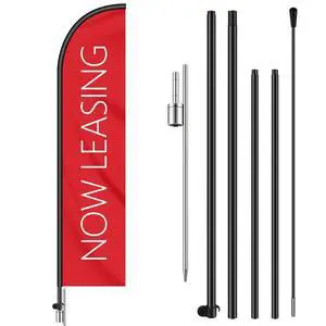 1 Set Now Leasing Feather Flag Pole Kit Now Leasing Sign Banner 15ft Pole, 12ft x 2.5ft Flag with Rotating Ground Spike for Business Advertising, Real Estate Advertising (Red) 1 Set Now Leasing Feather Flag Pole Kit Now Leasing Sign Banner 15ft Pole, 12ft x 2.5ft Flag with Rotating Ground Spike for Business Advertising, Real Estate Advertising (Red)
