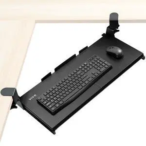 Large Pull Out Keyboard Tray for Corner Desk, 27 (33 Including Clamps) x 11 inch Slide-Out Platform Computer Drawer, 90-Degree Swivel C-Clamps for L-Shaped Workstation, Black, MOUNT-KB10C Large Pull Out Keyboard Tray for Corner Desk, 27 (33 Including Clamps) x 11 inch Slide-Out Platform Computer Drawer, 90-Degree Swivel C-Clamps for L-Shaped Workstation, Black, MOUNT-KB10C