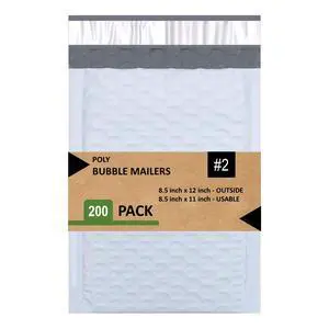 #2 Poly Bubble Mailers 8.5X12 inches Padded Envelope Mailer Waterproof Pack of 200 #2 Poly Bubble Mailers 8.5X12 inches Padded Envelope Mailer Waterproof Pack of 200