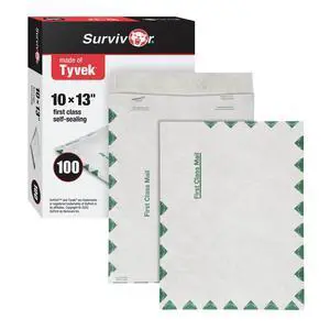 Tyvek Envelopes, 100 Pack, Large 10 x 13 Envelopes, First Class Border, Easy-to-Open Tamper Evident Pull Strip, Rip, Puncture & Water Resistant Self Sealing Mailing Envelopes, White Tyvek Envelopes, 100 Pack, Large 10 x 13 Envelopes, First Class Border, Easy-to-Open Tamper Evident Pull Strip, Rip, Puncture & Water Resistant Self Sealing Mailing Envelopes, White