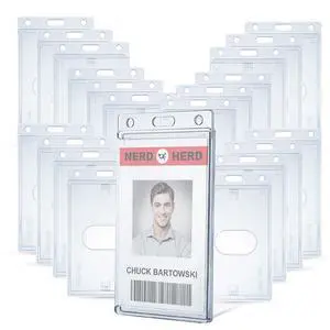 50 Pack Frosted Clear Vertical Hard Plastic ID Card Holders- Rigid Plastic ID Card Protector Case W/Thumb Notch and Slot & Chain Holes for School Nurse Staff (50) 50 Pack Frosted Clear Vertical Hard Plastic ID Card Holders- Rigid Plastic ID Card Protector Case W/Thumb Notch and Slot & Chain Holes for School Nurse Staff (50)