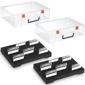 2 Pcs Name Tag Holder with Case, Foam Name Badge Storage Tray Holds 48 Badges ID Badge Tray Organizer for Desk Classroom Office School, 14 x 10.6 x 4 in (Clear) 2 Pcs Name Tag Holder with Case, Foam Name Badge Storage Tray Holds 48 Badges ID Badge Tray Organizer for Desk Classroom Office School, 14 x 10.6 x 4 in (Clear)