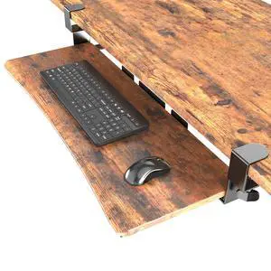 Extra Large Keyboard Tray Under Desk - Slide Out with Sturdy C-Clip Mount System, Extra Wide 31.5" (35.8" Including Clamps) x 11.8" Pull-Out Keyboard Computer Drawer, Rustic Vintage Brown Extra Large Keyboard Tray Under Desk - Slide Out with Sturdy C-Clip Mount System, Extra Wide 31.5" (35.8" Including Clamps) x 11.8" Pull-Out Keyboard Computer Drawer, Rustic Vintage Brown