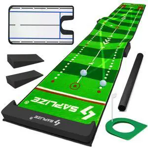 Golf Putting Mat, Visible Trajectory Tracing, Multiple Training Modes, with Putting Alignment Mirror and Adjustable Green Slopes, Putting Green Matt for Indoors and Outdoors Golf Putting Mat, Visible Trajectory Tracing, Multiple Training Modes, with Putting Alignment Mirror and Adjustable Green Slopes, Putting Green Matt for Indoors and Outdoors