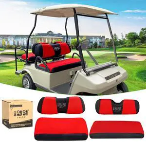 Golf Cart Front Rear Seat Cover Set for EZGO TXT RXV & Club Car DS 2000-up(Flat Backrest), Made w/ 3D Air Mesh Polyester Fabric Breathable Washable Golf Cart Front Rear Seat Cover Set for EZGO TXT RXV & Club Car DS 2000-up(Flat Backrest), Made w/ 3D Air Mesh Polyester Fabric Breathable Washable