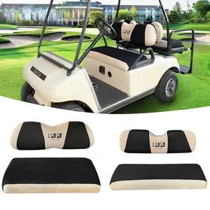 Golf Cart Front Rear Seat Cover Set for EZGO TXT RXV & Club Car DS 2000-up(Flat Backrest), Made w/ 3D Air Mesh Polyester Fabric Breathable Washable Golf Cart Front Rear Seat Cover Set for EZGO TXT RXV & Club Car DS 2000-up(Flat Backrest), Made w/ 3D Air Mesh Polyester Fabric Breathable Washable