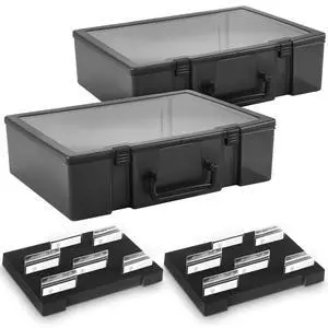 2 Pcs Name Tag Holder with Case, Foam Name Badge Storage Tray Holds 48 Badges ID Badge Tray Organizer for Desk Classroom Office School, 14 x 10.6 x 4 in (Black) 2 Pcs Name Tag Holder with Case, Foam Name Badge Storage Tray Holds 48 Badges ID Badge Tray Organizer for Desk Classroom Office School, 14 x 10.6 x 4 in (Black)