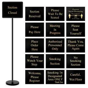 11 x 14 Inch Please Seat Yourself Hostess Sign for Restaurant with Stand with 9 Inserts Seating Sign Holder with a Base Sturdy Versatile Yard Advertising Business Store Floor, Black 11 x 14 Inch Please Seat Yourself Hostess Sign for Restaurant with Stand with 9 Inserts Seating Sign Holder with a Base Sturdy Versatile Yard Advertising Business Store Floor, Black