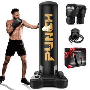 Heavy Boxing Bag with Stand for Adult Teens, Freestanding Inflatable Punching Bag with Gloves, Men Women Stand Kickboxing Boxing Set for Martial Arts MMA Home Gym Exercise Training Equipment Heavy Boxing Bag with Stand for Adult Teens, Freestanding Inflatable Punching Bag with Gloves, Men Women Stand Kickboxing Boxing Set for Martial Arts MMA Home Gym Exercise Training Equipment