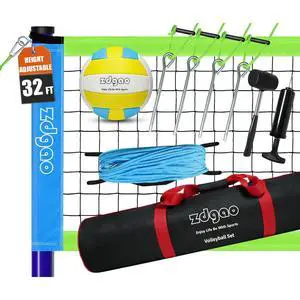 Outdoor Portable Adjustable Volleyball Net System with Bag | Complete Practice Kit| Height Adjustable|Multiple Size| for backyard, beach, and lawn play| Portable|Easy Set up Outdoor Portable Adjustable Volleyball Net System with Bag | Complete Practice Kit| Height Adjustable|Multiple Size| for backyard, beach, and lawn play| Portable|Easy Set up