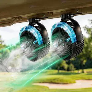 2-Pack Magnetic Golf Cart Misting Fan with Heavy-Duty Strap, 12000mAH Battery Operated Portable Fan with 4 Speeds, LED, Timer, Suitable for EZGO Club Car Yamaha, Golf Cart & Camping Accessories 2026 2-Pack Magnetic Golf Cart Misting Fan with Heavy-Duty Strap, 12000mAH Battery Operated Portable Fan with 4 Speeds, LED, Timer, Suitable for EZGO Club Car Yamaha, Golf Cart & Camping Accessories 2026
