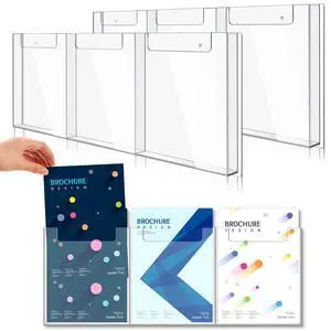 2 Pcs Acrylic Brochure Holder Wall Mount, 8.5 x 11 Inches Clear Pamphlet Holder Trifold Flyer Rack Magazine Display Stand for Literature, Magazine, Booklet, Bookmark (Three-slot) 2 Pcs Acrylic Brochure Holder Wall Mount, 8.5 x 11 Inches Clear Pamphlet Holder Trifold Flyer Rack Magazine Display Stand for Literature, Magazine, Booklet, Bookmark (Three-slot)