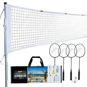 Badminton Net Sets - Outdoor Backyard + Beach Badminton Net + Equipment Set - (4) Rackets + (2) Birdies + Portable Net Included - Adults + Kids Set Badminton Net Sets - Outdoor Backyard + Beach Badminton Net + Equipment Set - (4) Rackets + (2) Birdies + Portable Net Included - Adults + Kids Set