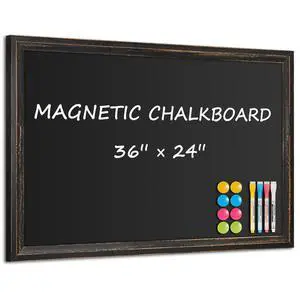 Magnetic Chalkboard 36x24 Rustic Wood Framed Chalk Board for Wall | Rustic Wood Chalkboard, Magnetic Blackboard Wall, Wall Mounted Kitchen Menu, Farmhouse Home Classroom, Durable Easy Clean Magnetic Chalkboard 36x24 Rustic Wood Framed Chalk Board for Wall | Rustic Wood Chalkboard, Magnetic Blackboard Wall, Wall Mounted Kitchen Menu, Farmhouse Home Classroom, Durable Easy Clean