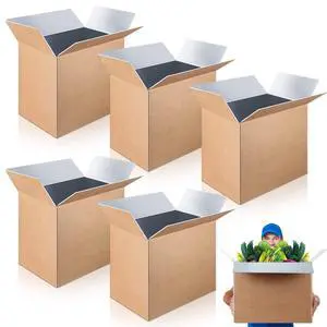 5 Pcs Large Insulated Shipping Boxs Bulk 19" x 12" x 16" for Frozen Food with Foil Insulated Cold Bag Liner Shipping Box Cooler Box Cold Pack Boxes for Fresh Food Mailing Packing Business 5 Pcs Large Insulated Shipping Boxs Bulk 19" x 12" x 16" for Frozen Food with Foil Insulated Cold Bag Liner Shipping Box Cooler Box Cold Pack Boxes for Fresh Food Mailing Packing Business