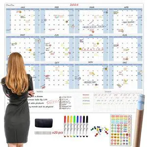 Large Dry Erase Wall Calendar 5 Feet- 48"x60" 2026 Undated Yearly Planner for Home, Office, School Projects - Jumbo Erasable Laminated Task Organizer Large Dry Erase Wall Calendar 5 Feet- 48"x60" 2026 Undated Yearly Planner for Home, Office, School Projects - Jumbo Erasable Laminated Task Organizer