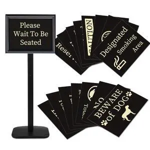 Please Wait To Be Seated Sign, 11 x 17 Inch Heavy Duty Sign Holder Stand with 16 Inserts, Floor Standing Poster Stand with Weighted Base for Indoor/Outdoor Signage&Advertising, Black Please Wait To Be Seated Sign, 11 x 17 Inch Heavy Duty Sign Holder Stand with 16 Inserts, Floor Standing Poster Stand with Weighted Base for Indoor/Outdoor Signage&Advertising, Black