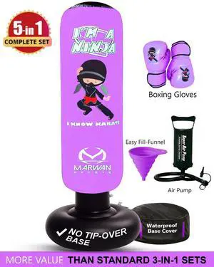 Ninja Kids Punching Bag Inflatable Sensory Toy & Birthday Gift for Boys & Girls Ages 4-12, 63" Freestanding 5-in-1 Kit, Indoor Apartment-Quiet Sensory-Friendly Active Play Ninja Kids Punching Bag Inflatable Sensory Toy & Birthday Gift for Boys & Girls Ages 4-12, 63" Freestanding 5-in-1 Kit, Indoor Apartment-Quiet Sensory-Friendly Active Play