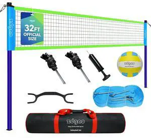 32FT Outdoor&Portable Volleyball Net-Adjustable Thick Dia Poles | Completed Set;Easy Setup&Carry;Good for Backyard&Outdoor sites-Park/Beach/Grass/Lawn;32FT Official Size;Durable Materials 32FT Outdoor&Portable Volleyball Net-Adjustable Thick Dia Poles | Completed Set;Easy Setup&Carry;Good for Backyard&Outdoor sites-Park/Beach/Grass/Lawn;32FT Official Size;Durable Materials