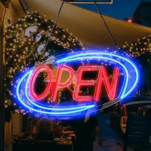 Open Signs for Business,Neon Open Sign Led,24"x 12",Remote Control Open/Closed Bussiness Hour Sign Set,Light for Bar Coffee Salon Store Window,12V/2A Adapter with ON/OFF Switch (Blue/Red Oval) Open Signs for Business,Neon Open Sign Led,24"x 12",Remote Control Open/Closed Bussiness Hour Sign Set,Light for Bar Coffee Salon Store Window,12V/2A Adapter with ON/OFF Switch (Blue/Red Oval)