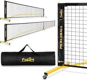 Portable Pickleball Net Set with Wheels, 22 FT & Half Court 11 FT | Pickle Ball Net System, Steady Metal Frame with Carry Bag for Backyards, Driveways, and Garages Portable Pickleball Net Set with Wheels, 22 FT & Half Court 11 FT | Pickle Ball Net System, Steady Metal Frame with Carry Bag for Backyards, Driveways, and Garages