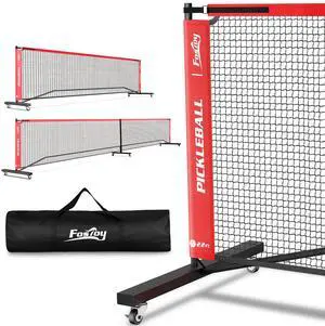 Portable Pickleball Net Set with Wheels, 22 FT & Half Court 11 FT | Pickle Ball Net System, Steady Metal Frame with Carry Bag for Backyards, Driveways, and Garages Portable Pickleball Net Set with Wheels, 22 FT & Half Court 11 FT | Pickle Ball Net System, Steady Metal Frame with Carry Bag for Backyards, Driveways, and Garages
