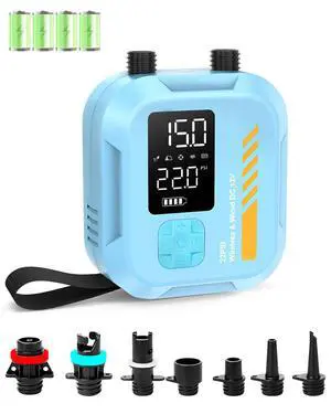 Electric Paddle Board Pump Portable, 22 PSI Rechargeable Electric SUP Air Pump, Intelligent Dual Stage Inflation & Deflation, Auto-Off, for Paddle Boards, Kayak, Kite, Tent Electric Paddle Board Pump Portable, 22 PSI Rechargeable Electric SUP Air Pump, Intelligent Dual Stage Inflation & Deflation, Auto-Off, for Paddle Boards, Kayak, Kite, Tent