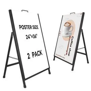 Heavy-Duty A Frame Sidewalk Sign 24x36 Inch Sandwich Board,Outdoor Poster Stand Portable Folding Store Advertising Display Stand, Black 2 PackFrame Only Heavy-Duty A Frame Sidewalk Sign 24x36 Inch Sandwich Board,Outdoor Poster Stand Portable Folding Store Advertising Display Stand, Black 2 PackFrame Only