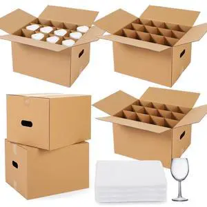 5 Sets Glass Packing Kit for Glasses and Stemware Includes Kitchen Moving Boxes Cell Divider Unit Foam Pouches Glass Packing Boxes for Moving Glasses Wine Dish(15 x 12 x 10 Inch) 5 Sets Glass Packing Kit for Glasses and Stemware Includes Kitchen Moving Boxes Cell Divider Unit Foam Pouches Glass Packing Boxes for Moving Glasses Wine Dish(15 x 12 x 10 Inch)