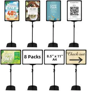 Sign Holder Stand,Sign Stand for Display,Adjustable Sign Holders For Table TopTable Sign Holders 8.5 x 11,8 Packs,Black Sign Holder Stand,Sign Stand for Display,Adjustable Sign Holders For Table TopTable Sign Holders 8.5 x 11,8 Packs,Black
