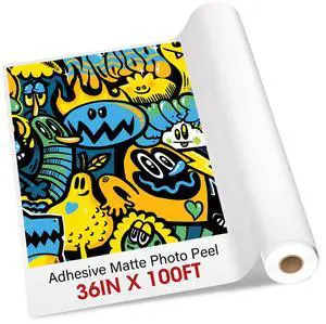 1 x 36 inch x 100 ft Matte Photo Peel Sticker Paper roll Printable Adhesive Vinyl Waterproof 2 inch core, Inkjet Print Signs and Stick Decal Labels stickable PVC Office School DIY 1 x 36 inch x 100 ft Matte Photo Peel Sticker Paper roll Printable Adhesive Vinyl Waterproof 2 inch core, Inkjet Print Signs and Stick Decal Labels stickable PVC Office School DIY