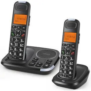 D1015 DECT 6.0 Expandable Cordless Phone System with Answering Machine, Caller ID, Big Buttons, Speakerphone, Audio Assist - Home & Small Business(2 Handsets) D1015 DECT 6.0 Expandable Cordless Phone System with Answering Machine, Caller ID, Big Buttons, Speakerphone, Audio Assist - Home & Small Business(2 Handsets)