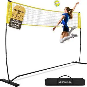 Volleyball Net, 12ft/20ft Portable Volleyball Net for Backyard - Adjustable Height, Heavy-Duty Frame, Freestanding Design - Portable Outdoor/Indoor Volleyball Set with Carry Bag Volleyball Net, 12ft/20ft Portable Volleyball Net for Backyard - Adjustable Height, Heavy-Duty Frame, Freestanding Design - Portable Outdoor/Indoor Volleyball Set with Carry Bag