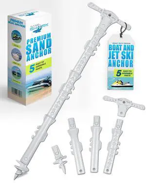SandShark New Sport Boat Anchor and Jet Ski Anchor. Shallow Water Anchor Pole for Boat and PWC. Sand Anchor Kit for Boat and Kayak Anchor System. Easy Storage, High-Strength ABS SandShark New Sport Boat Anchor and Jet Ski Anchor. Shallow Water Anchor Pole for Boat and PWC. Sand Anchor Kit for Boat and Kayak Anchor System. Easy Storage, High-Strength ABS