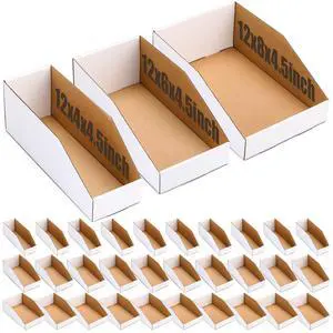50 Pack Cardboard Storage Bins Assorted Sizes, Cardboard Boxes, 28 Pack 12x4x4.5, 14 Pcs 12x6x4.5, 8 Pcs 12x8x4.5 Corrugated Organizer Bins for Pantry, Shelves, Garage, Office, Shop 50 Pack Cardboard Storage Bins Assorted Sizes, Cardboard Boxes, 28 Pack 12x4x4.5, 14 Pcs 12x6x4.5, 8 Pcs 12x8x4.5 Corrugated Organizer Bins for Pantry, Shelves, Garage, Office, Shop
