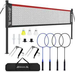 Outdoor Badminton Net Set with Anti-Sag Winch System - Official Size 20ft x 5ft, 4 Rackets, 3 Shuttlecocks, Durable PE Net & Carry Bag for Backyard, Beach, Family Games Outdoor Badminton Net Set with Anti-Sag Winch System - Official Size 20ft x 5ft, 4 Rackets, 3 Shuttlecocks, Durable PE Net & Carry Bag for Backyard, Beach, Family Games