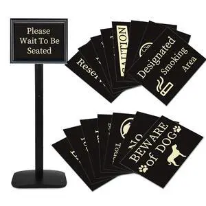 Please Wait To Be Seated Sign, 8.5 x 11 Inch Heavy Duty Sign Holder Stand with 16 Inserts, Floor Standing Poster Stand with Weighted Base for Indoor/Outdoor Signage&Advertising, Black Please Wait To Be Seated Sign, 8.5 x 11 Inch Heavy Duty Sign Holder Stand with 16 Inserts, Floor Standing Poster Stand with Weighted Base for Indoor/Outdoor Signage&Advertising, Black