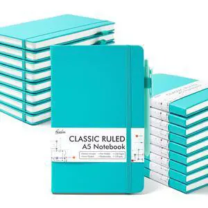 18 Pack Journal Notebook for Work, Business Notebook Bulk Hardcover Lined Writing Journal with Pen Holder for Men Women Note Taking, with 18 Black Pens, 120 GSM, 5.1x8.3, A5, Emerald 18 Pack Journal Notebook for Work, Business Notebook Bulk Hardcover Lined Writing Journal with Pen Holder for Men Women Note Taking, with 18 Black Pens, 120 GSM, 5.1x8.3, A5, Emerald