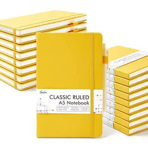 18 Pack Journal Notebook for Work, Business Notebook Bulk Hardcover Lined Writing Journal with Pen Holder for Men Women Note Taking, with 18 Black Pens, 120 GSM, 5.1x8.3, A5, Yellow 18 Pack Journal Notebook for Work, Business Notebook Bulk Hardcover Lined Writing Journal with Pen Holder for Men Women Note Taking, with 18 Black Pens, 120 GSM, 5.1x8.3, A5, Yellow