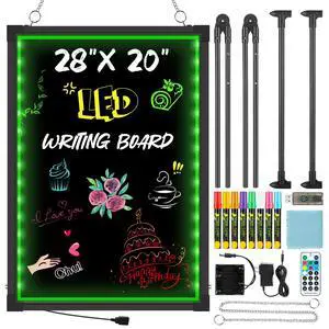 LED Message Board 28" x 20" - Flashing Neon Effect & Remote Control, Illuminated Erasable Sign Board with 8 Fluorescent Chalk Markers for Restaurant, Bar, Cafe, Shop LED Message Board 28" x 20" - Flashing Neon Effect & Remote Control, Illuminated Erasable Sign Board with 8 Fluorescent Chalk Markers for Restaurant, Bar, Cafe, Shop
