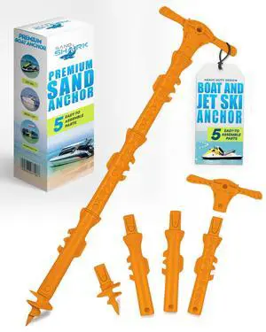 SandShark New Sport Boat Anchor and Jet Ski Anchor. Shallow Water Anchor Pole for Boat and PWC. Sand Anchor Kit for Boat and Kayak Anchor System. Easy Storage, High-Strength ABS SandShark New Sport Boat Anchor and Jet Ski Anchor. Shallow Water Anchor Pole for Boat and PWC. Sand Anchor Kit for Boat and Kayak Anchor System. Easy Storage, High-Strength ABS