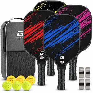 Pickleball Paddles Set of 4, Carbon Fiber Pickle Ball Paddle, USAPA Approved Lightweight Rackets 4 Pack for Adults and Teenagers, Includes 6 Balls, 1 Bag, and 4 Grip Tapes Pickleball Paddles Set of 4, Carbon Fiber Pickle Ball Paddle, USAPA Approved Lightweight Rackets 4 Pack for Adults and Teenagers, Includes 6 Balls, 1 Bag, and 4 Grip Tapes