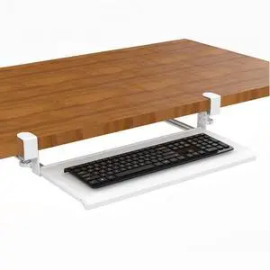Stand Up Desk Store Large Clamp-On Retractable Adjustable Keyboard Tray | Improve Comfort While Increasing Desk Space - for Desktops Up to 1.5" Thick (33" W x 12.25" D) (White) (Large) Stand Up Desk Store Large Clamp-On Retractable Adjustable Keyboard Tray | Improve Comfort While Increasing Desk Space - for Desktops Up to 1.5" Thick (33" W x 12.25" D) (White) (Large)