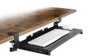 24 Clamp-On Under Desk Keyboard Tray, Slide-Out Keyboard Drawer for Desk, Ergonomic Pull-Out Platform with Smooth Gliding Tracks, No-Drill C-Clamp Mount, Under Desk Keyboard Holder 24 Clamp-On Under Desk Keyboard Tray, Slide-Out Keyboard Drawer for Desk, Ergonomic Pull-Out Platform with Smooth Gliding Tracks, No-Drill C-Clamp Mount, Under Desk Keyboard Holder