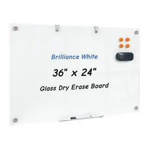 36 x 24 Inches Glass Whiteboard, Magnetic Glass Dry Erase Board for Wall, 3' x 2' Brilliance White Board for Office, Home, School 36 x 24 Inches Glass Whiteboard, Magnetic Glass Dry Erase Board for Wall, 3' x 2' Brilliance White Board for Office, Home, School