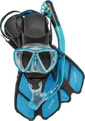 Adult Snorkel Set (Mask, Dry Snorkel, Adjustable Fins) - Light for Travel - Ocean Set: Designed in Italy Adult Snorkel Set (Mask, Dry Snorkel, Adjustable Fins) - Light for Travel - Ocean Set: Designed in Italy