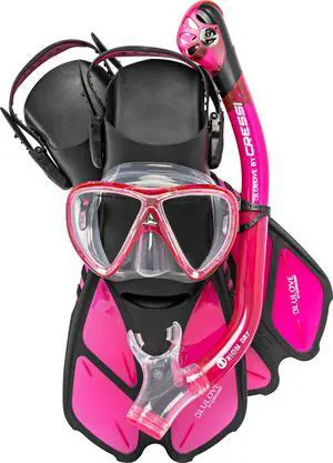 Adult Snorkel Set (Mask, Dry Snorkel, Adjustable Fins) - Light for Travel - Ocean Set: Designed in Italy Adult Snorkel Set (Mask, Dry Snorkel, Adjustable Fins) - Light for Travel - Ocean Set: Designed in Italy