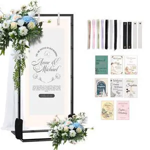 Wedding Sign Stand Adjustable Metal Easel, 50" or 66" Floor Poster Holder, Black, Perfect for Wedding Welcome Signs, Bridal & Baby Showers, Events, Indoor/Outdoor Use Wedding Sign Stand Adjustable Metal Easel, 50" or 66" Floor Poster Holder, Black, Perfect for Wedding Welcome Signs, Bridal & Baby Showers, Events, Indoor/Outdoor Use