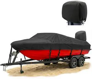 Boat Covers 16-18ft 1200D Waterproof Heavy Duty Marine Tarp Black Bass Boat Cover, Fits V-Hull, Tri-Hull, Runabout & Fish Ski Boats with Storage Bag Boat Covers 16-18ft 1200D Waterproof Heavy Duty Marine Tarp Black Bass Boat Cover, Fits V-Hull, Tri-Hull, Runabout & Fish Ski Boats with Storage Bag